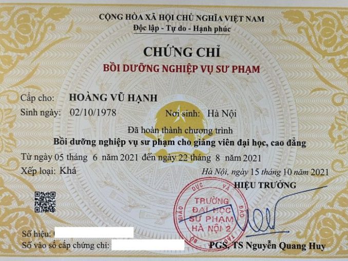 Chứng chỉ nghiệp vụ sư phạm Giảng viên đại học