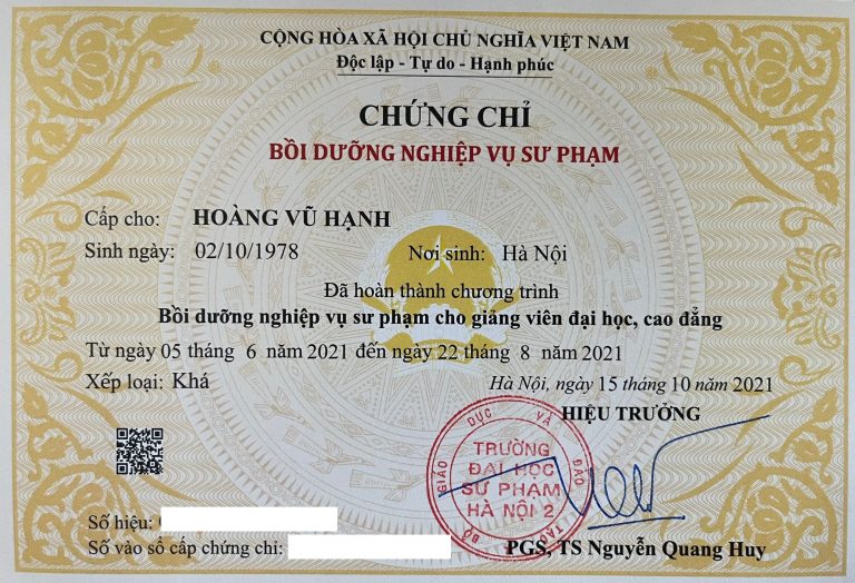 Chứng chỉ nghiệp vụ sư phạm Giảng viên đại học