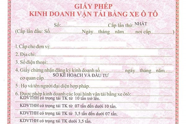 Thủ tục cấp giấy phép kinh doanh vân tai đường bộ